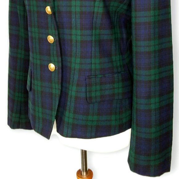 Vtg JH Collectibles 100% Wool Blazer Size 10 Tartan Plaid Velvet Collar USA - Picture 9 of 12